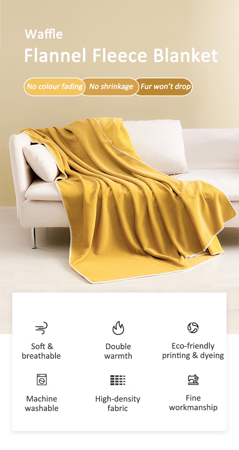 Waffle Flannel Fleece Throw Blanket-1